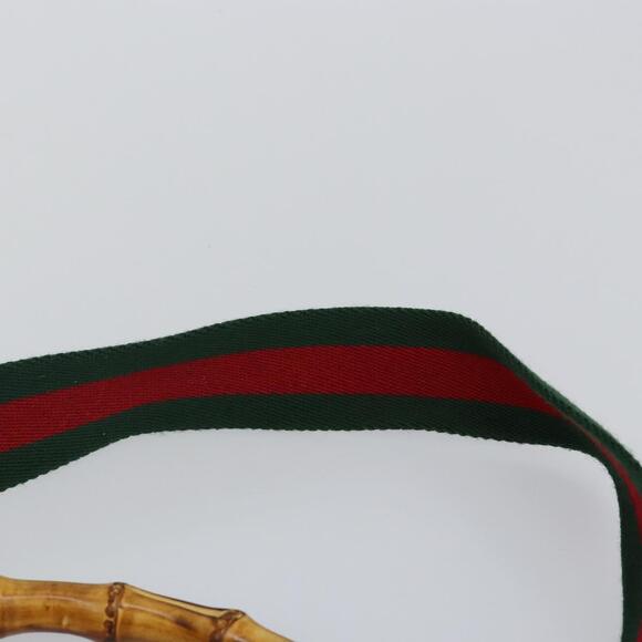 GUCCI Bamboo Web Sherry Line Bag Canvas 2way Beige 001 4058 1705 Auth 142842 - Picture 15 of 16